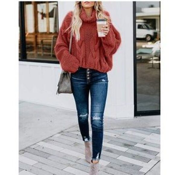 New Chunky Loose Ballon Sleeve Knit Sweater - Picture 5 of 11